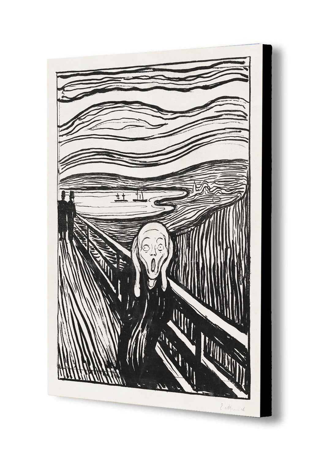 The Scream by Edvard Munch B&W - Canvas Wall Art Framed Print - Various Sizes - Canvas Wall Art Framed Print - Various Sizes
