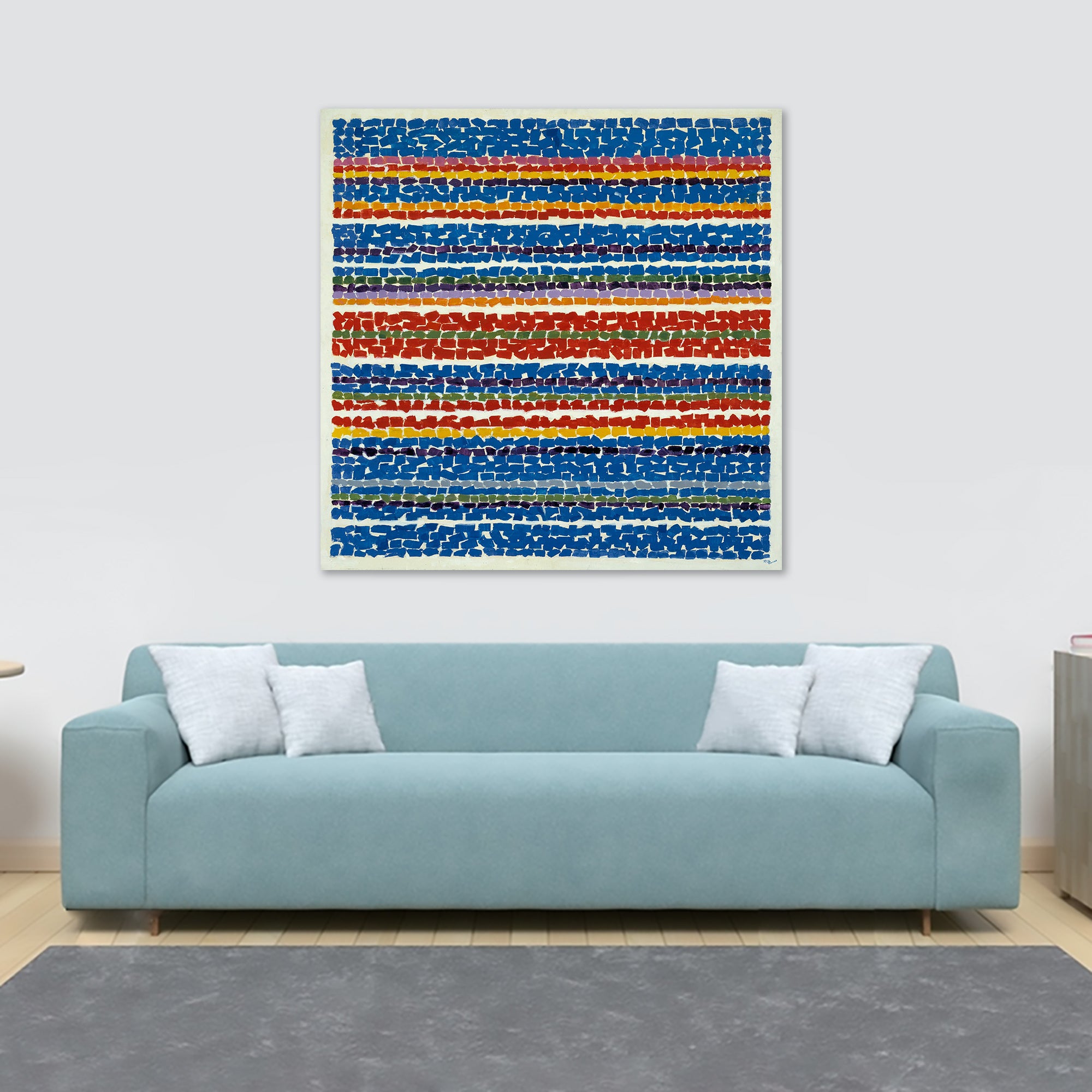 Light Blue Nursery Wall Art By Alma Thomas 1968 - Framed Canvas Wall Art Print - Various Sizes