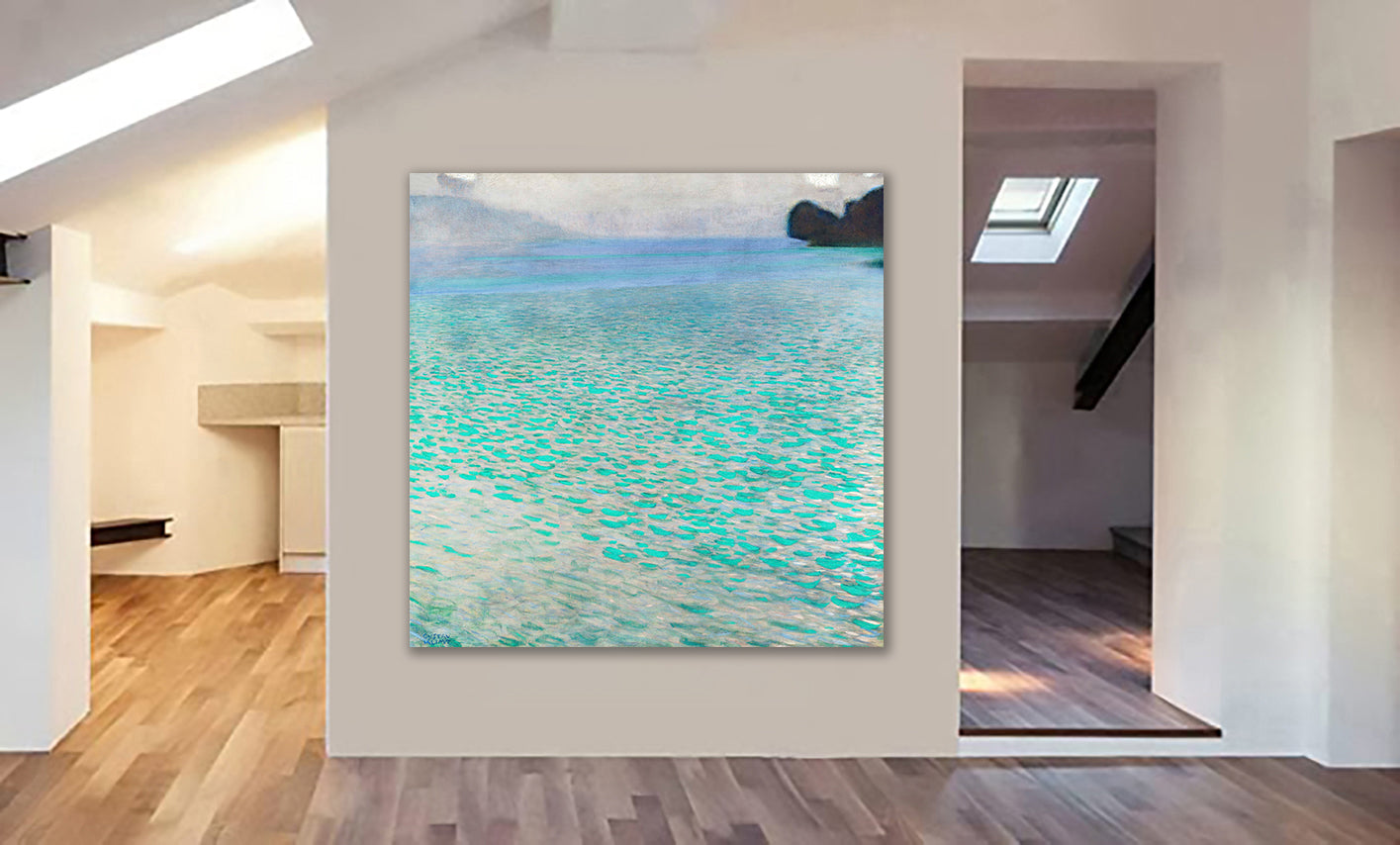 Seascape - Attersee - by Gustav Klimt - Framed Canvas Wall Art Print - Various Sizes
