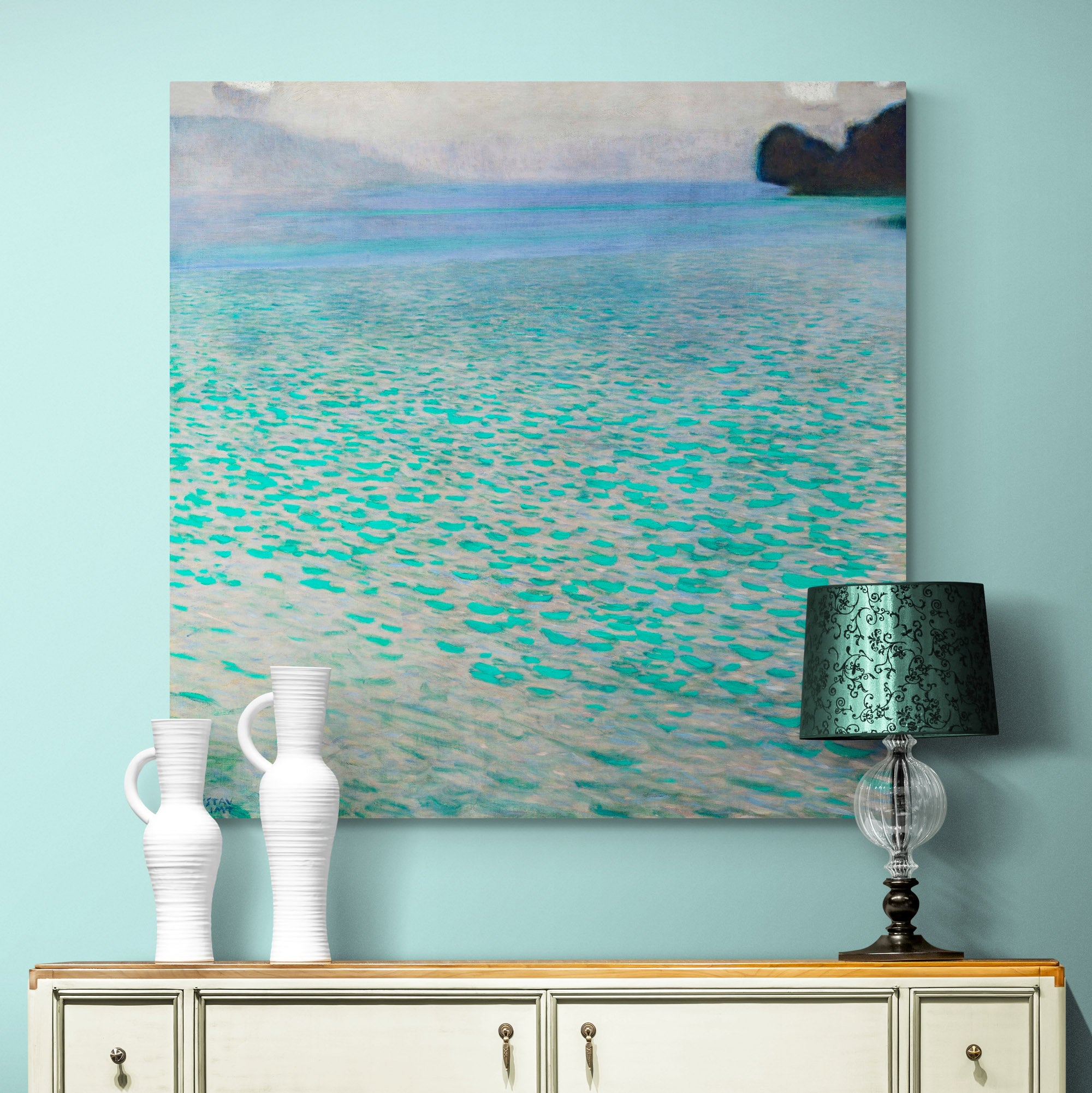 Seascape - Attersee - by Gustav Klimt - Framed Canvas Wall Art Print - Various Sizes