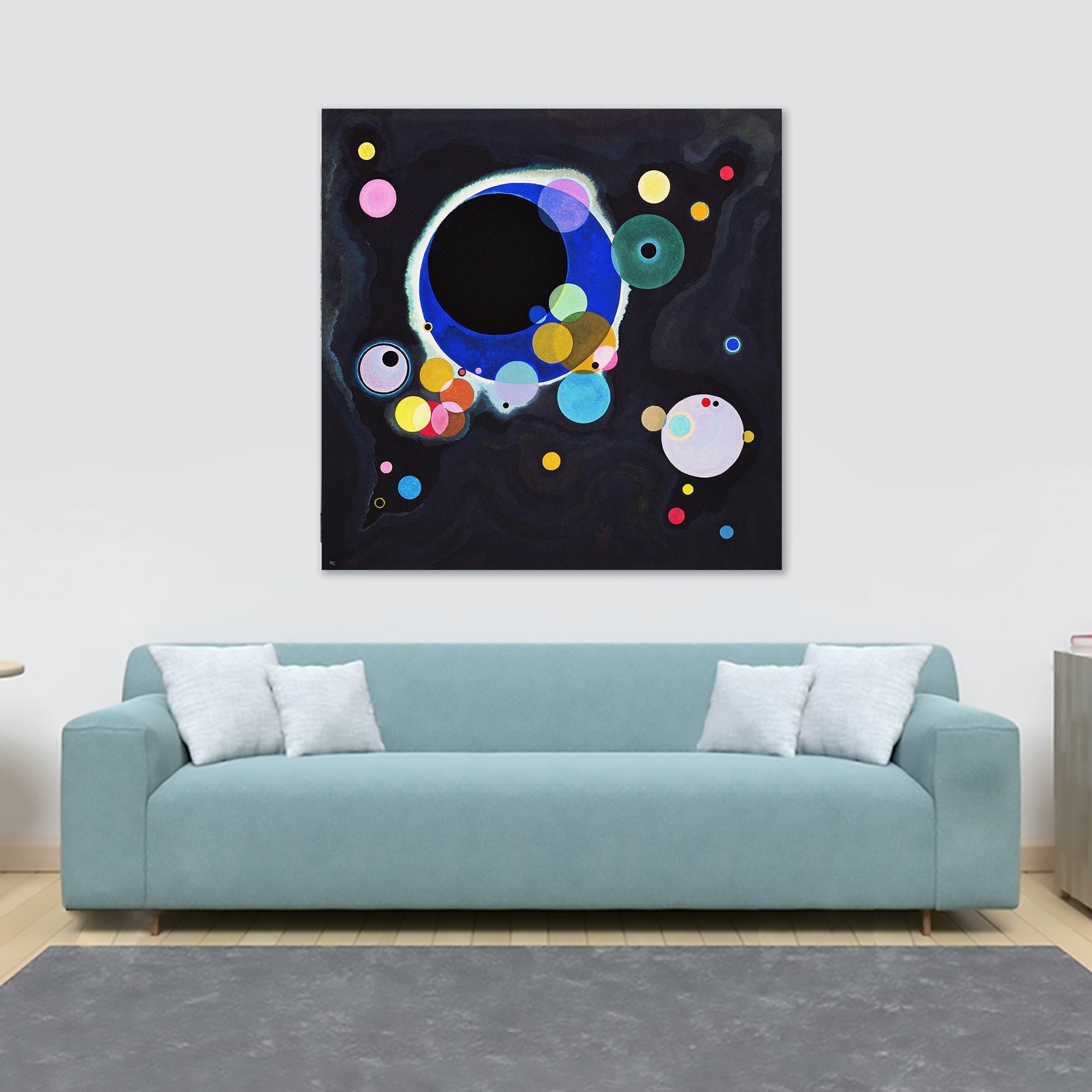 Several Circles Abstract Bauhaus Art by Vassily Kandinsky - Framed Canvas Wall Art Print - Various Sizes