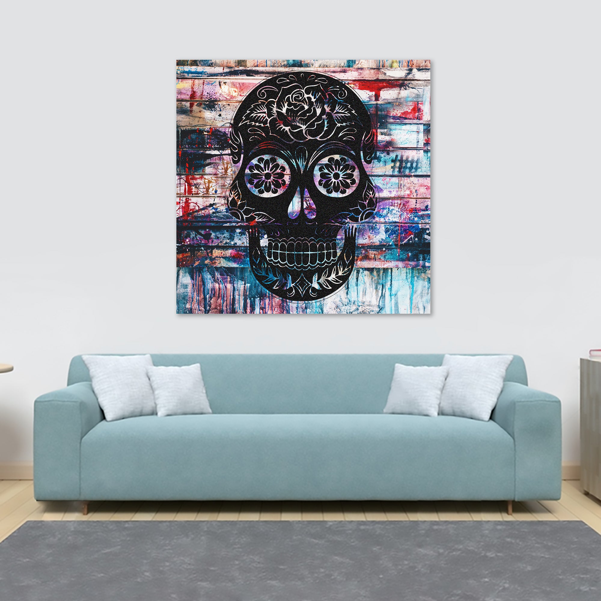 Skull - Day Of the Dead - Framed Canvas Wall Art Print - Various Sizes
