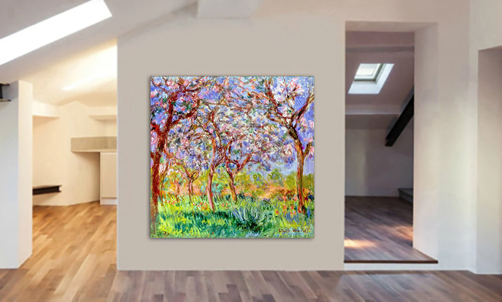 Spring in Giverny by Claude Monet - Framed Canvas Wall Art Print - Various Sizes