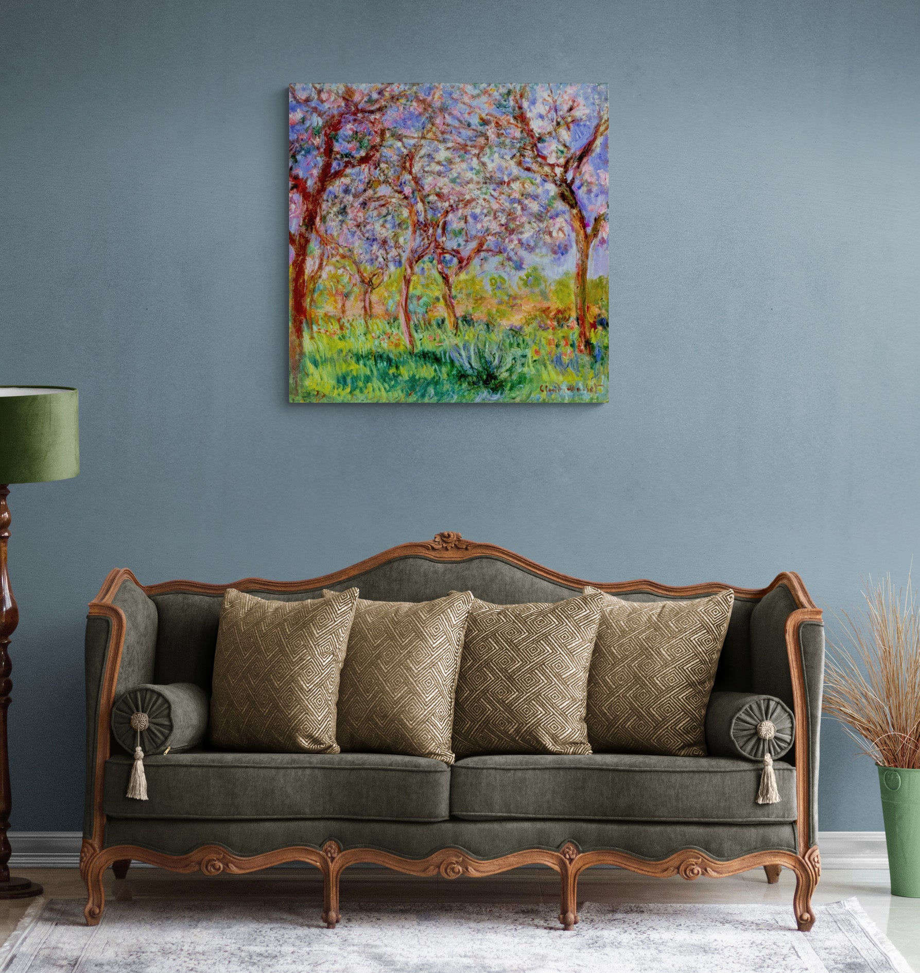 Spring in Giverny by Claude Monet - Framed Canvas Wall Art Print - Various Sizes