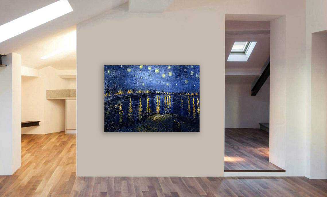 Van Gogh - Starry Night Over the Rhone Canvas Wall Art Framed Print -Various Sizes