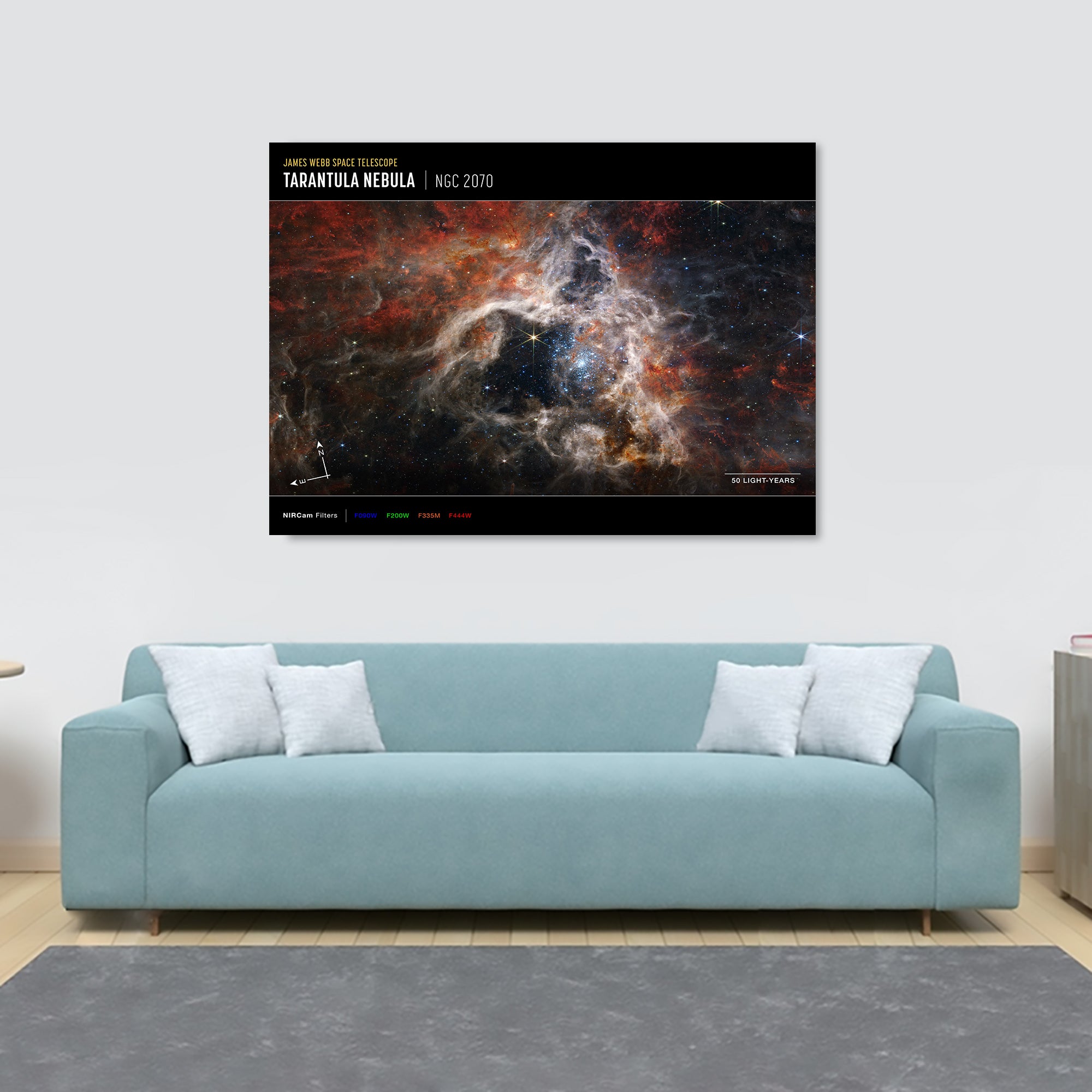 James Webb Space Telescope - Tarantula Nebula (NIRCam Compass Image) Wall Art - Canvas Wall Art Framed Print - Various Sizes