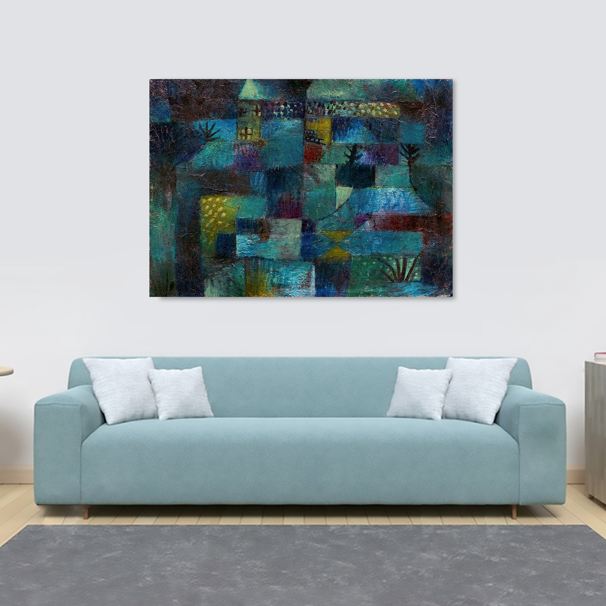Terraced garden (1920) by Paul Klee - Canvas Wall Art Framed  Print - Various Sizes