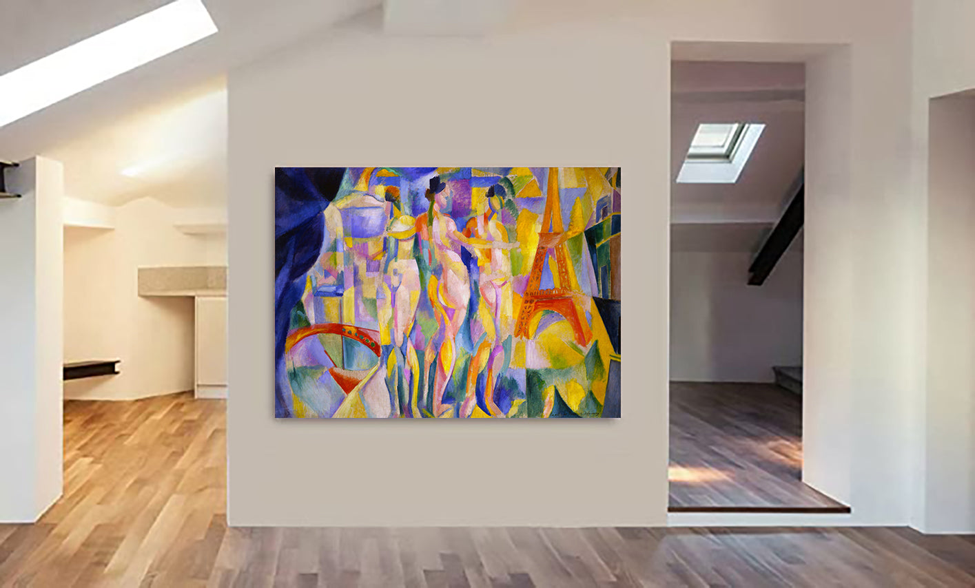 The City Of Paris - Abstract by Robert Delaunay - Canvas Wall Art Framed Print - Various Sizes