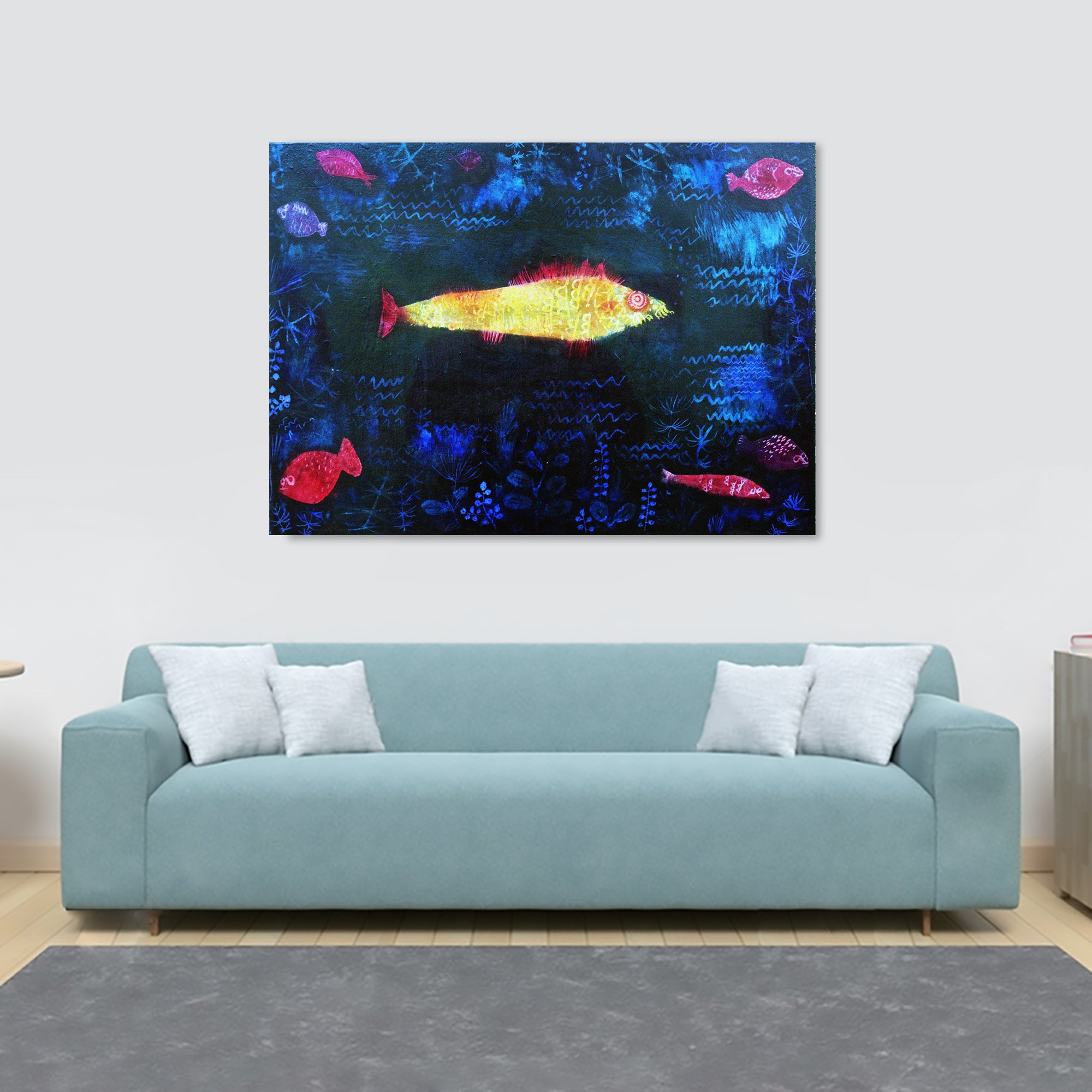 The Goldfish by Paul Klee Abstract Art 1925 - Canvas Wall Art Framed Print - Various Sizes