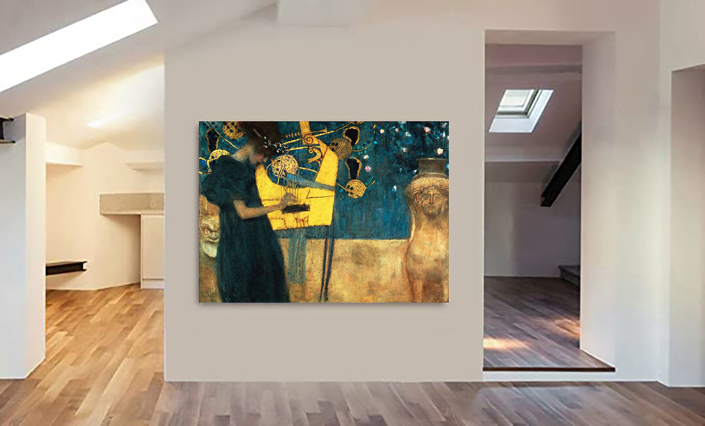 The Music By Gustav Klimt - 1895 - Canvas Wall Art Framed Print - Various Sizes