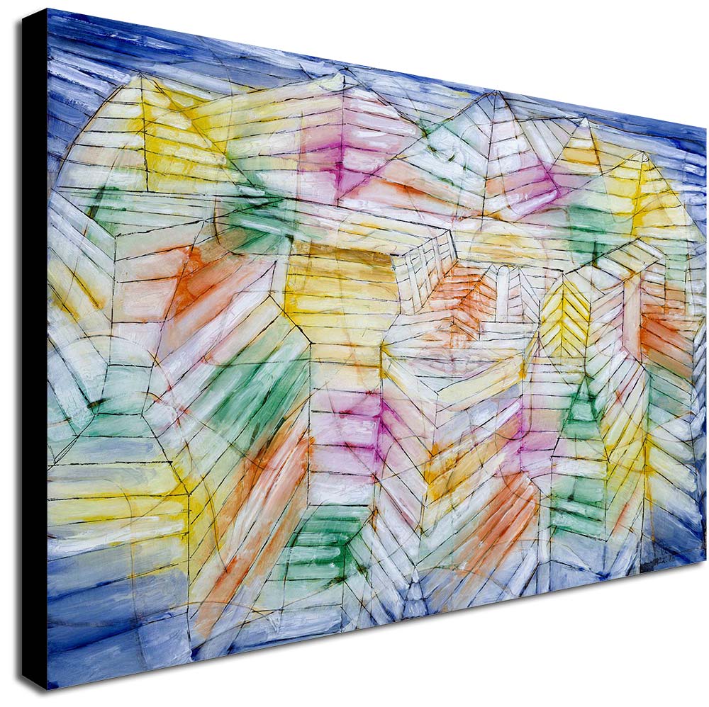 Theater Mountain Construction Abstract Art by Paul Klee - Canvas Wall Art Framed Print - Various Sizes