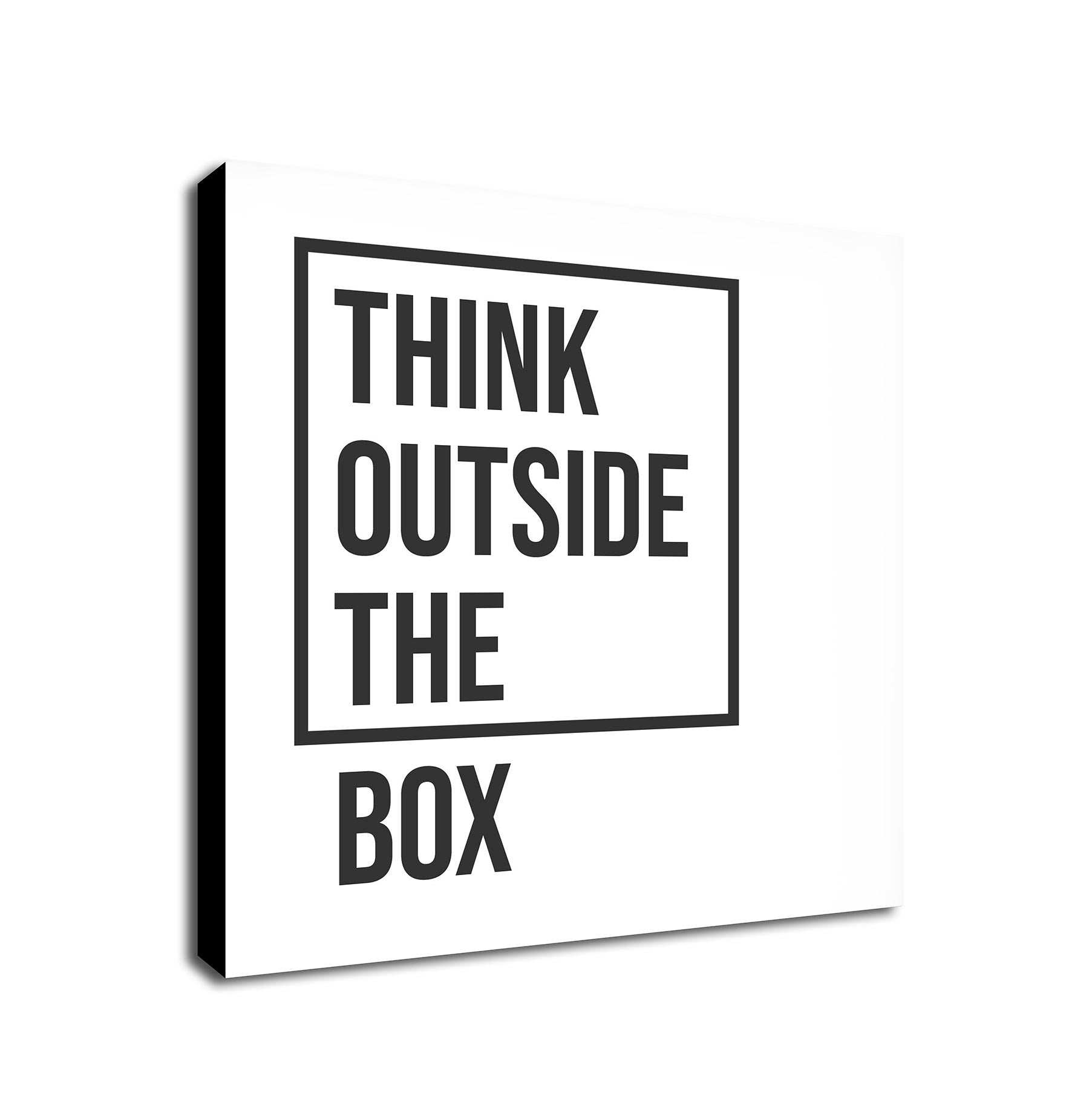 Think Outside the Box light - Typographic Art - Canvas Wall Art Framed Print - Various Sizes