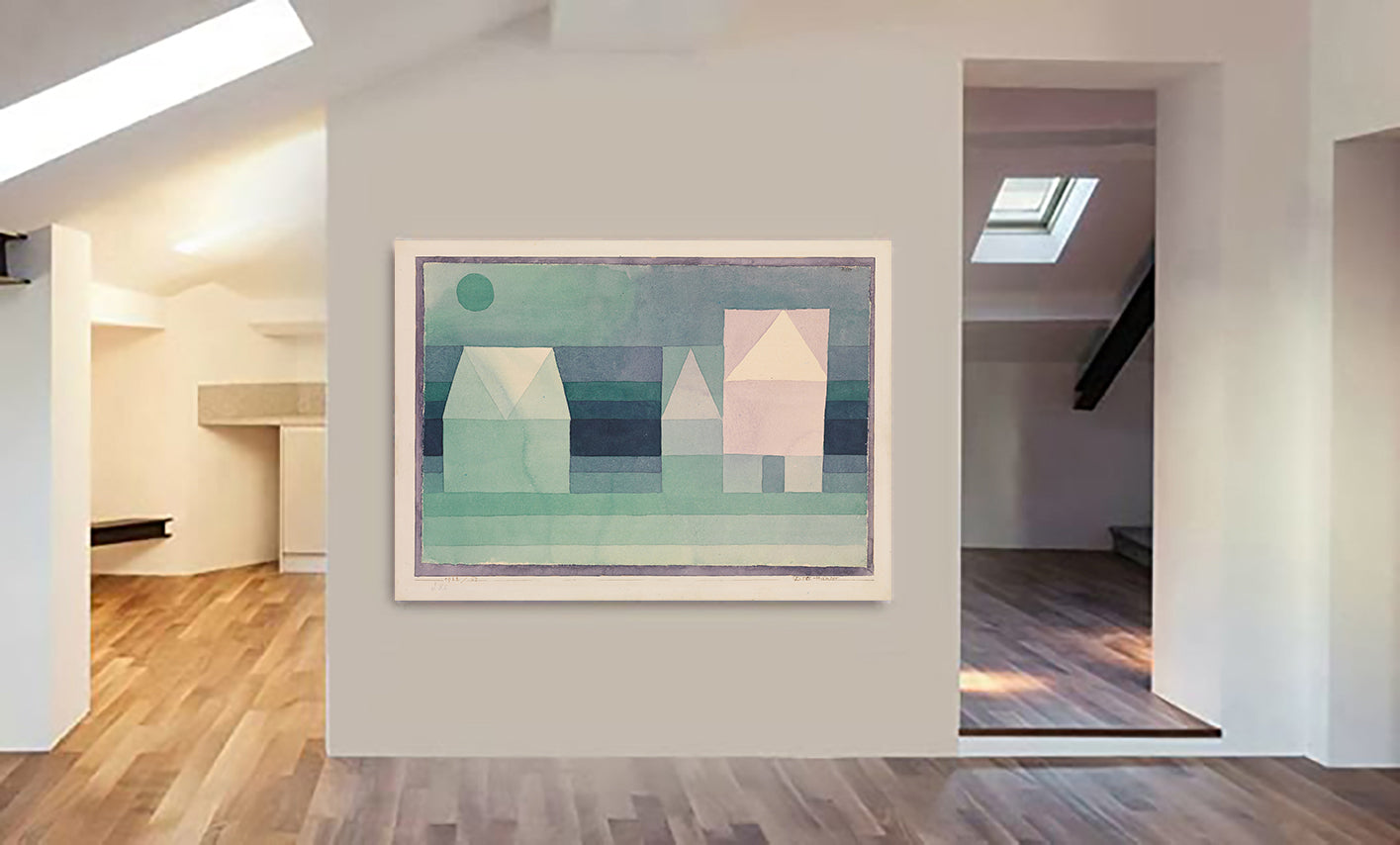 Three Houses by Paul Klee (1922) - Abstract Art - Canvas Wall Art Framed Print - Various Sizes