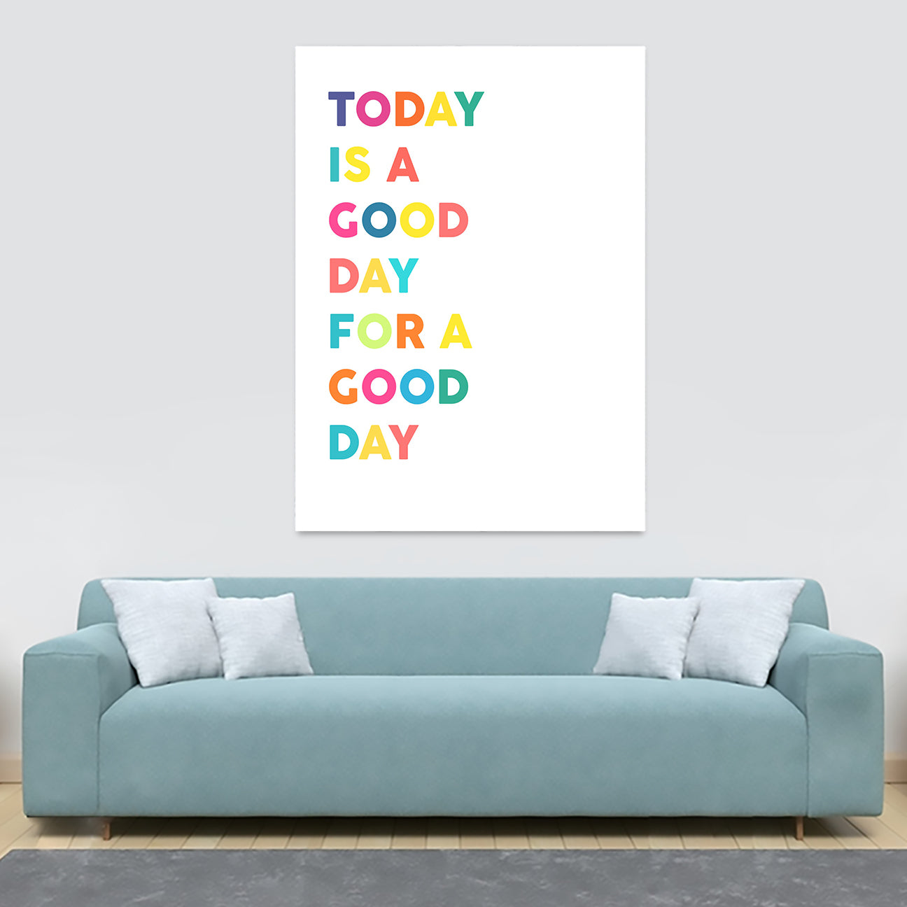 Today is a Good Day light- Typographic Art - Canvas Wall Art Framed Print - Various Sizes