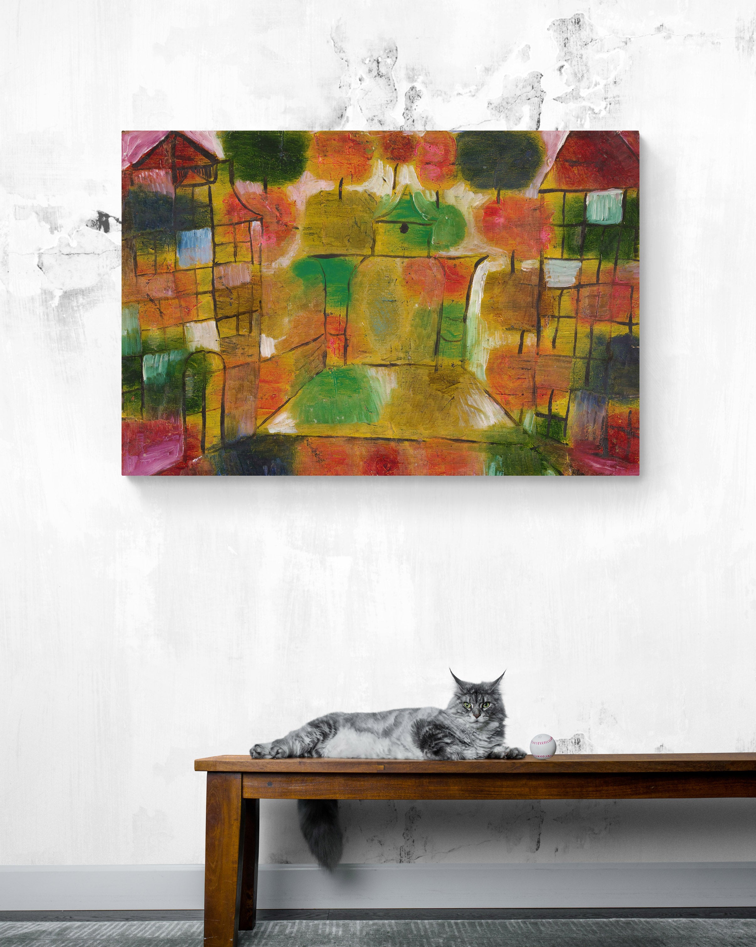 Tree and Architecture - Rhythms By Paul Klee - Canvas Wall Art Framed Print - Various Sizes