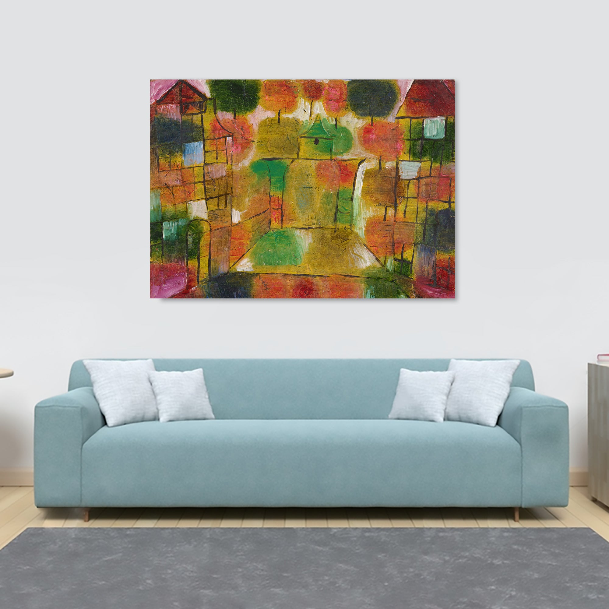 Tree and Architecture - Rhythms By Paul Klee - Canvas Wall Art Framed Print - Various Sizes