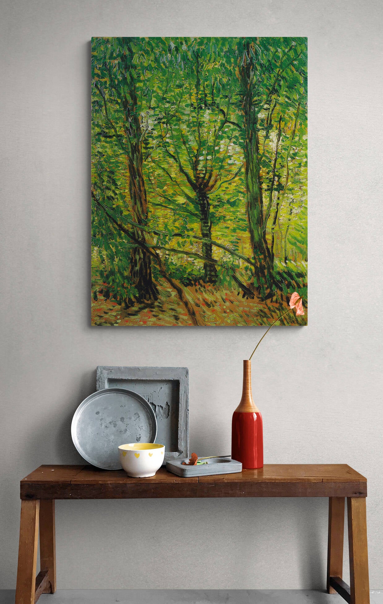 Trees and Undergrowth by Vincent Van Gogh - Canvas Wall Art Framed Print - Various Sizes