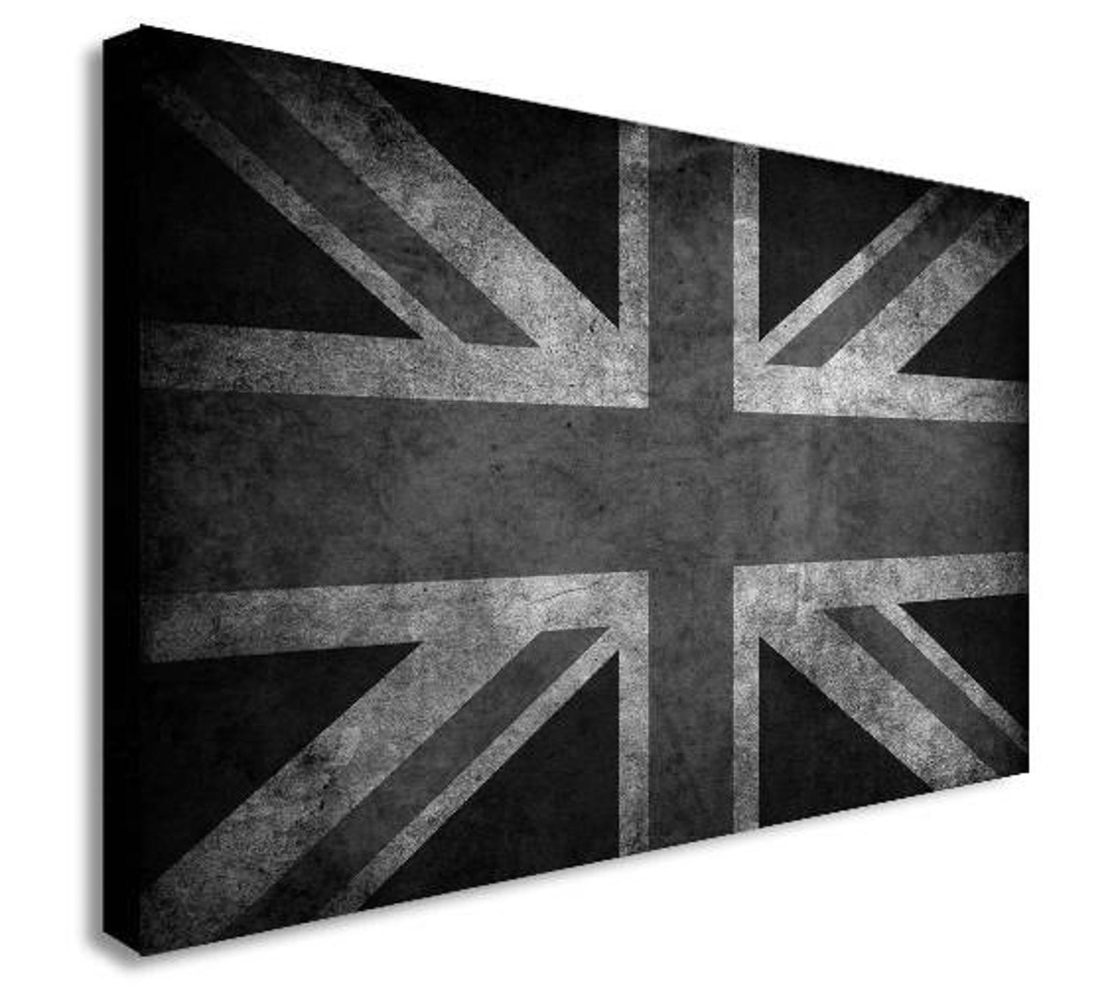 Union Jack - Black And White - Canvas Wall Art Framed Print - Various Sizes
