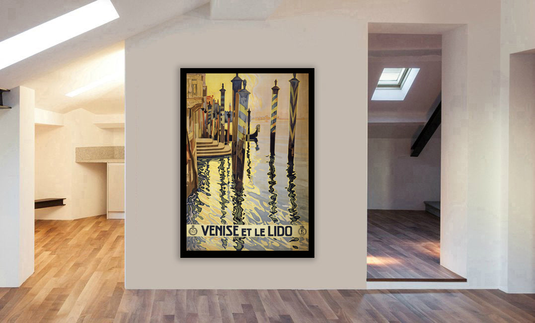Venice Vintage Travel Canvas Wall Art Framed Print - Various Sizes