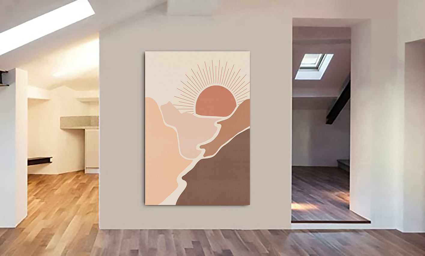 Valley - Boho Abstract Minimalist Wall Art - Canvas Wall Art Framed Print - Various Sizes