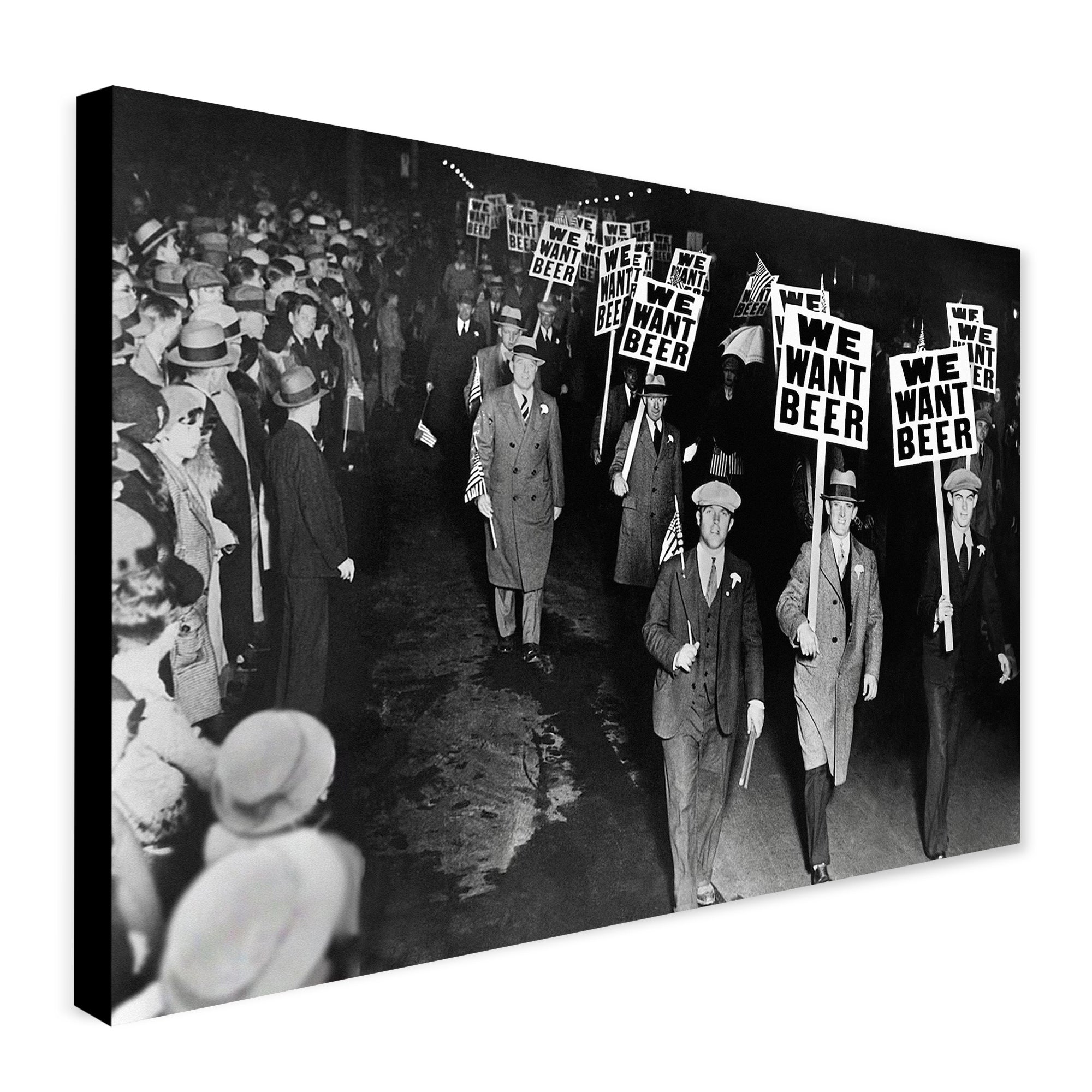Vintage  - We Want Beer Prohibition Wall Art - Canvas Wall Art Framed Print - Various Sizes