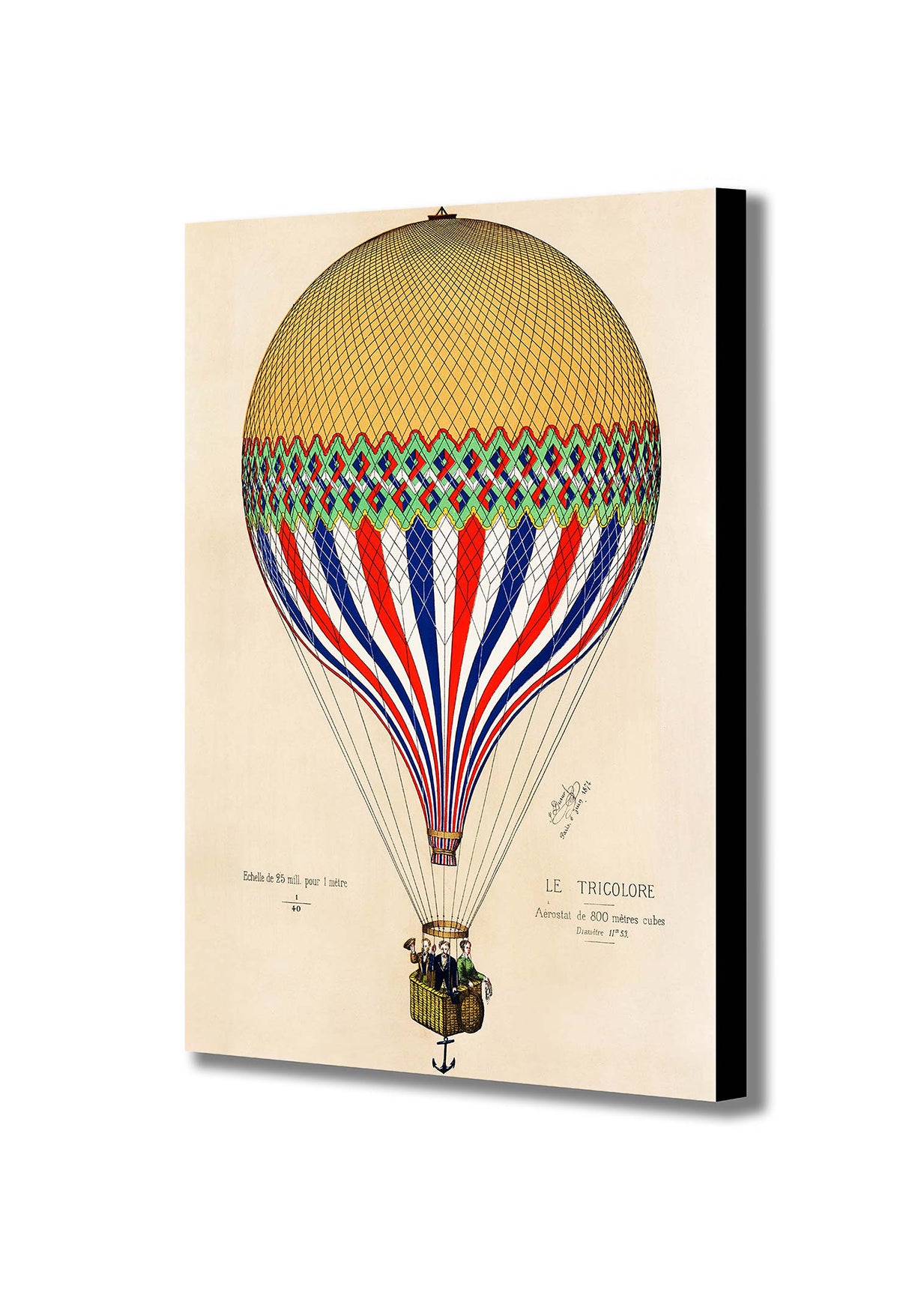 Vintage Hot Air Balloon Art - The Tricolor With French Flag Paris, 187 ...