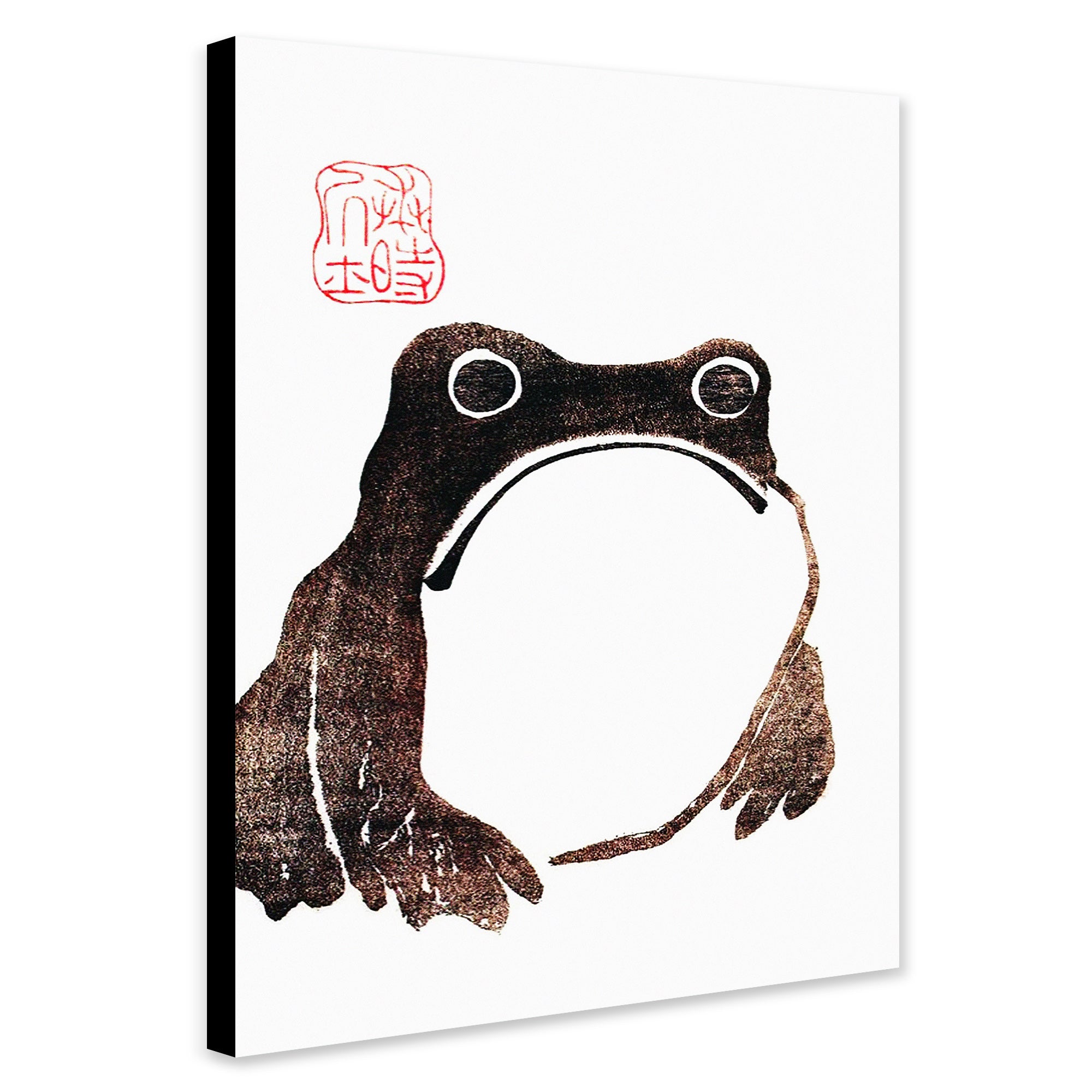 Vintage Sad Frog - Japanese Art by Matsumoto Hoji - Canvas Wall Art Framed Print - Various Sizes