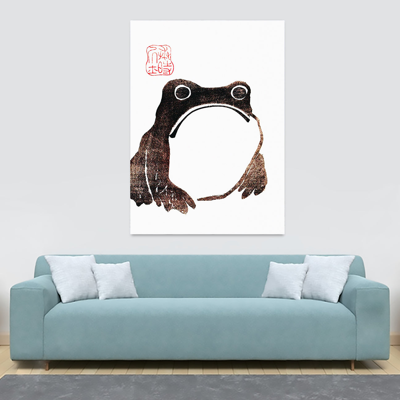 Vintage Sad Frog - Japanese Art by Matsumoto Hoji - Canvas Wall Art Framed Print - Various Sizes