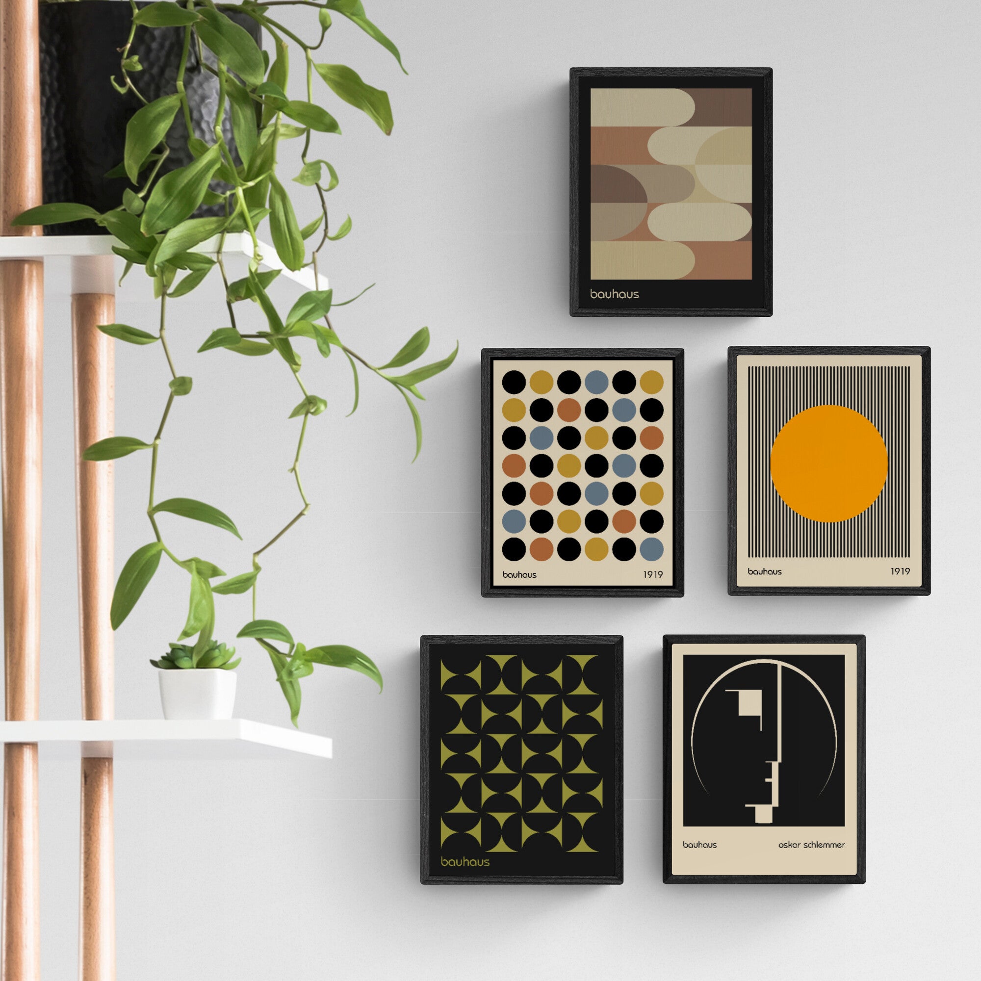 Bauhaus Wall Art - Set of 5 Images (10" x 8" | Unframed) Rolled Prints|Canvas - Bauhaus Poster - Minimalist Wall Art - Abstract Wall Art