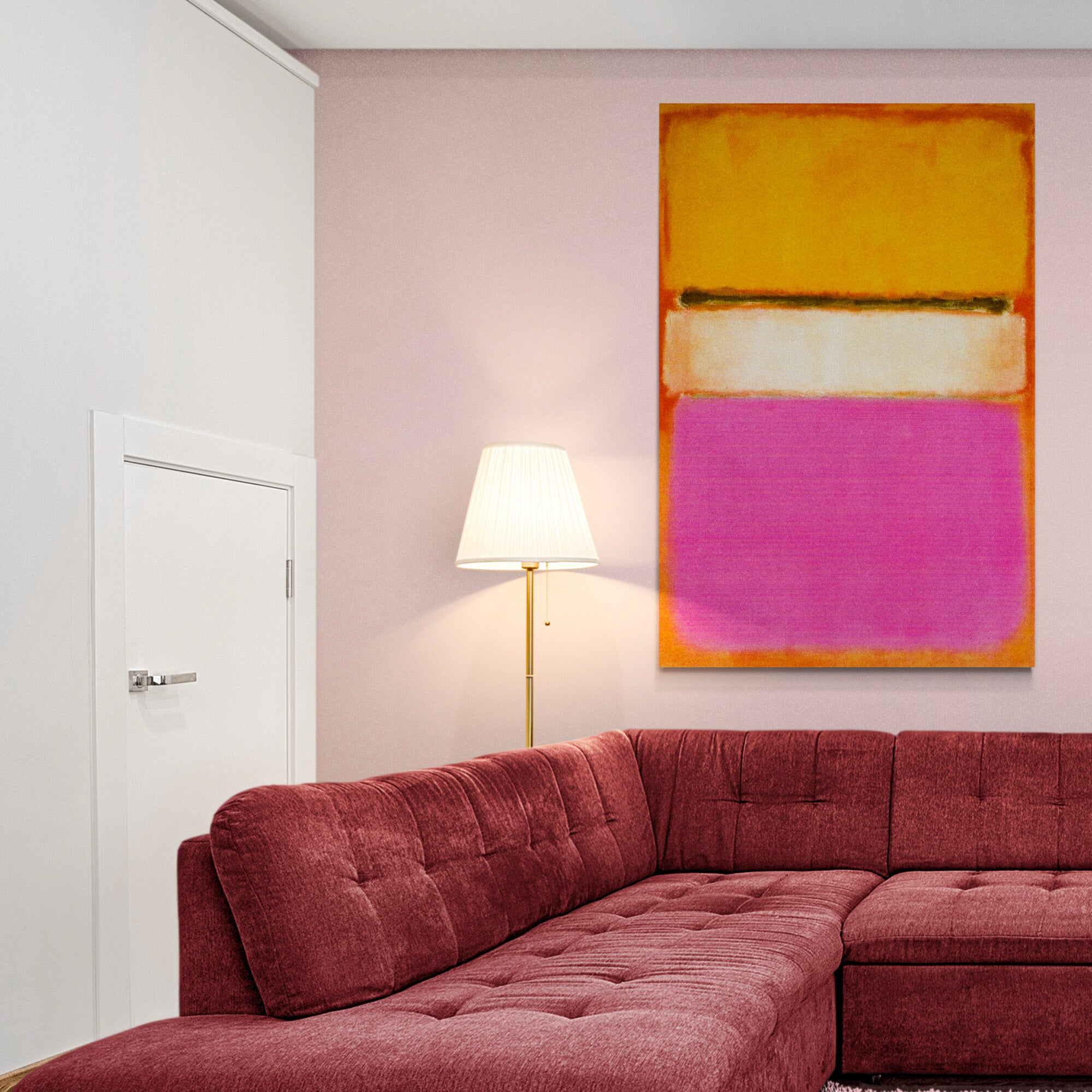 White Center Abstract Art By Mark Rothko - Canvas Wall Art Framed Print - Various Sizes