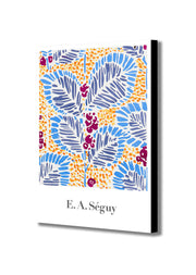 Yellow Blue Flower Pattern - Vintage - by E. A. Seguy - Canvas Wall Art Framed Print - Various Sizes
