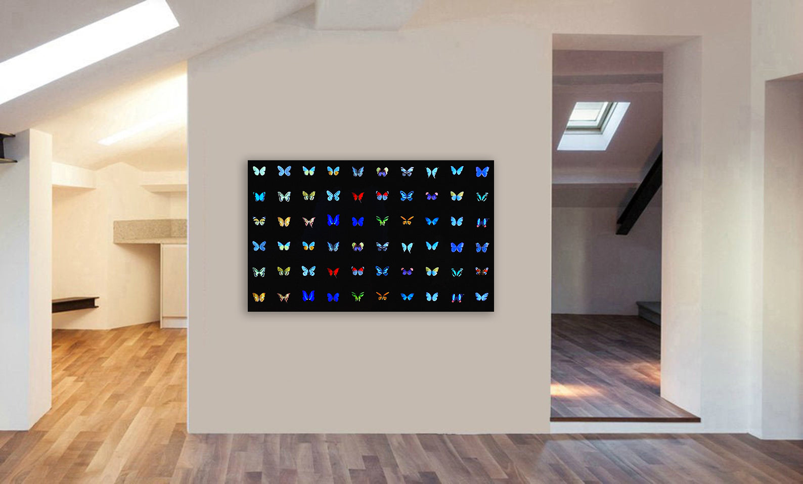 Butterfly Collage Multicolour - Canvas Wall Art Framed Print - Various Sizes