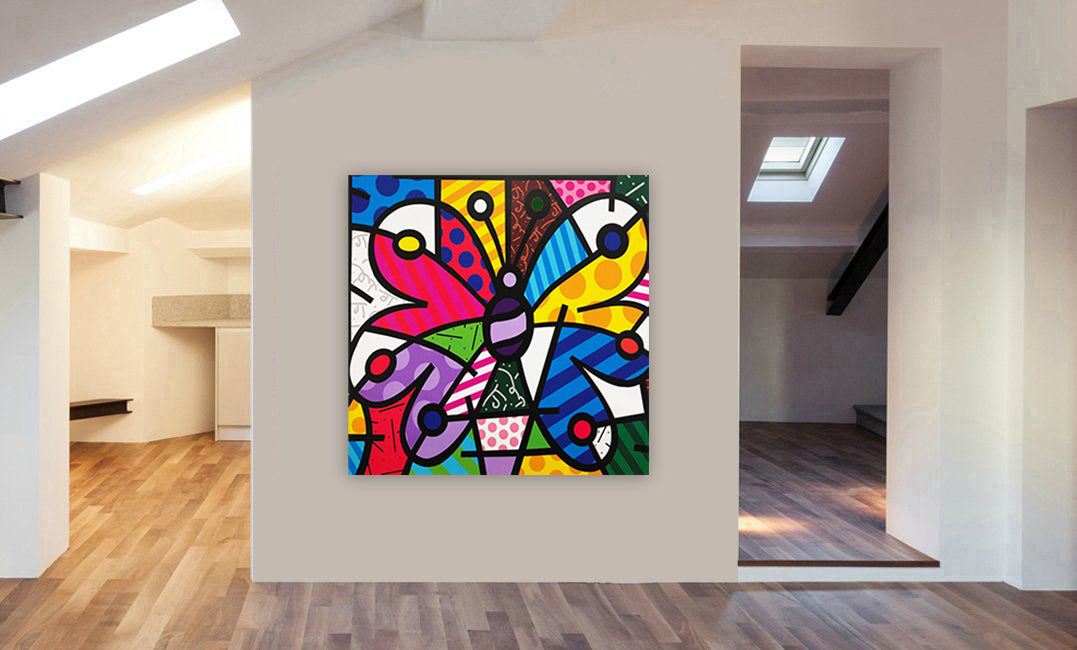 Butterfly Multicoloured  - Pop Art - Framed Canvas Wall Art Print - Various Sizes