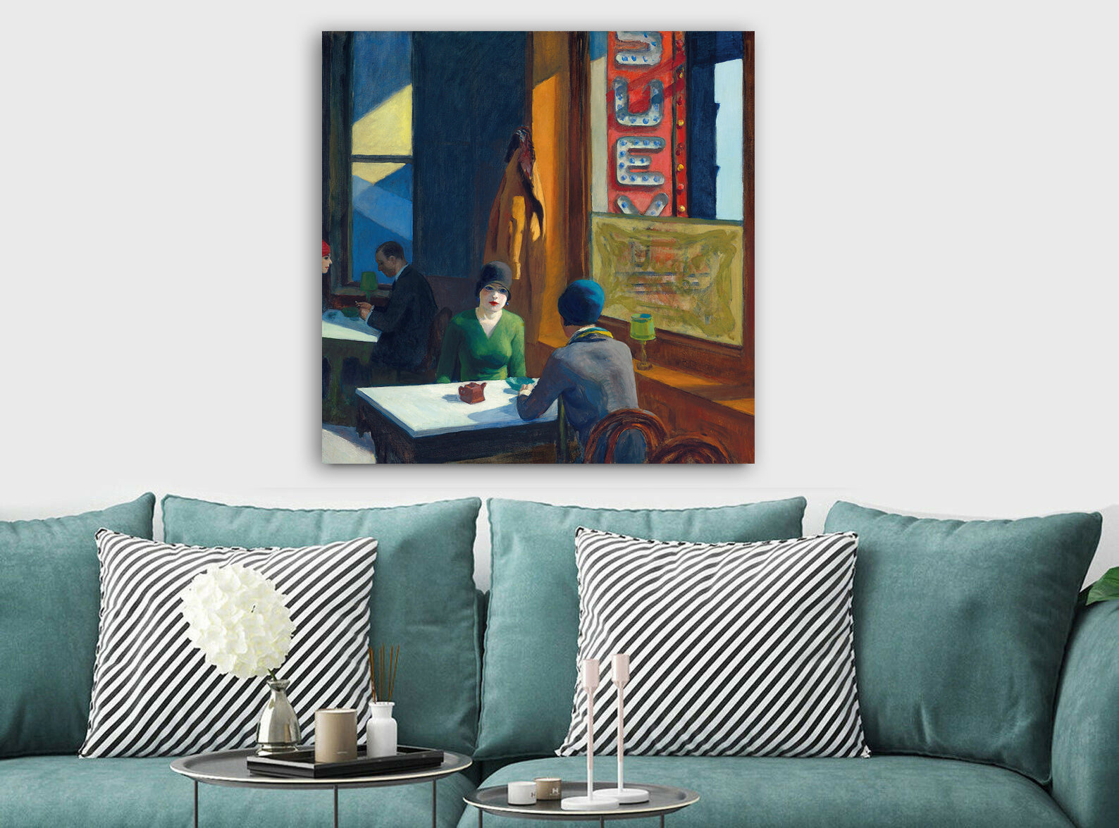 Edward Hopper - Chop Suey - Framed Canvas Wall Art Print - Various Sizes