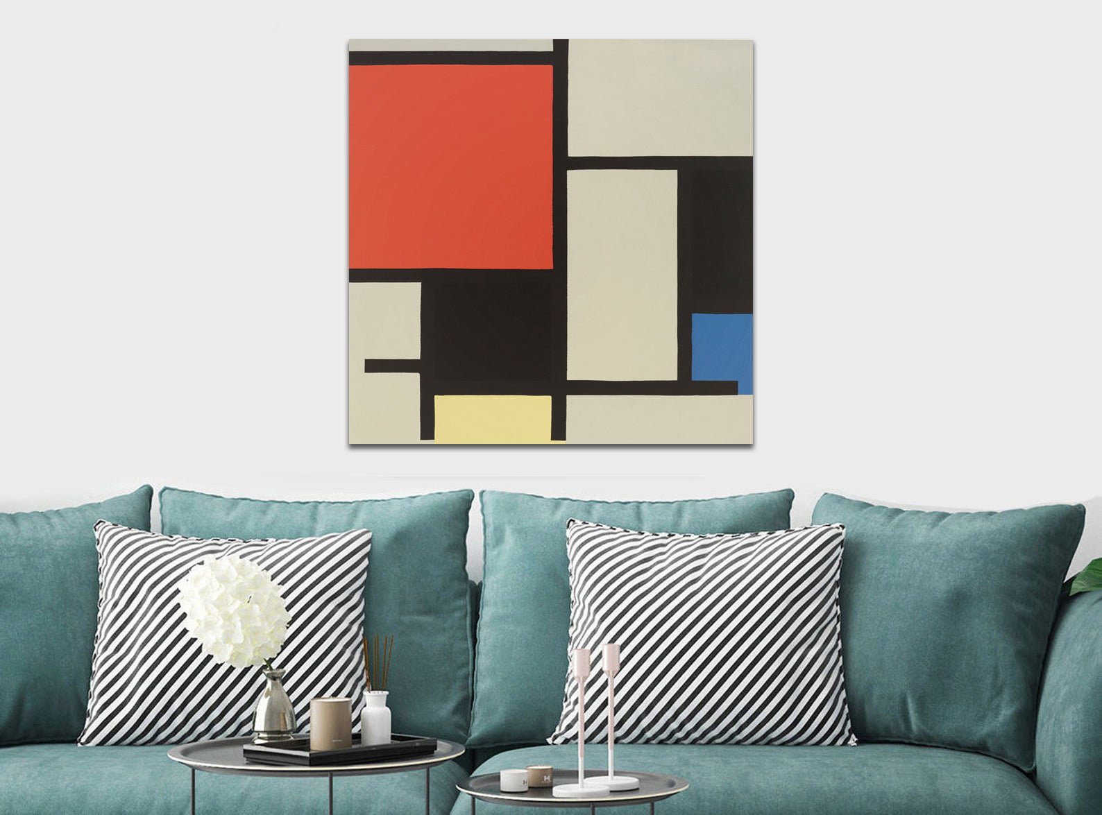 PIET MONDRIAN - COMPOSITION 1921 - Framed Canvas Wall Art Print - Various Sizes