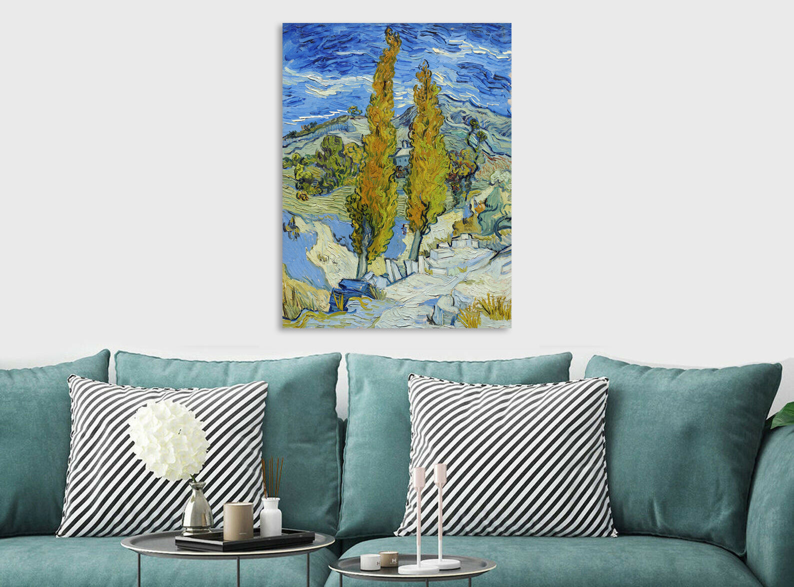 The Poplars at Saint-Rémy by Vincent Van Gogh - Canvas Wall Art Framed Print -Various Sizes