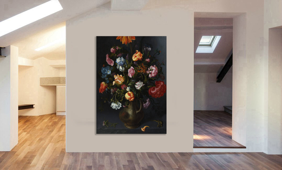 A Vase with Flowers by Jacob Vosmaer - Canvas Wall Art Framed Print - Various Sizes