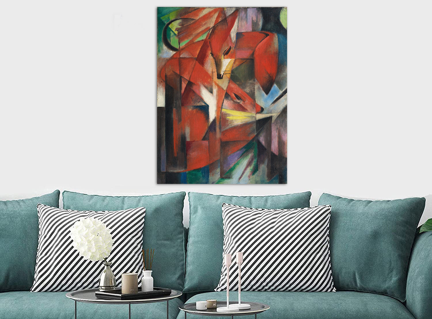 The Foxes by Franz Marc - Canvas Wall Art Framed Print - Various Sizes