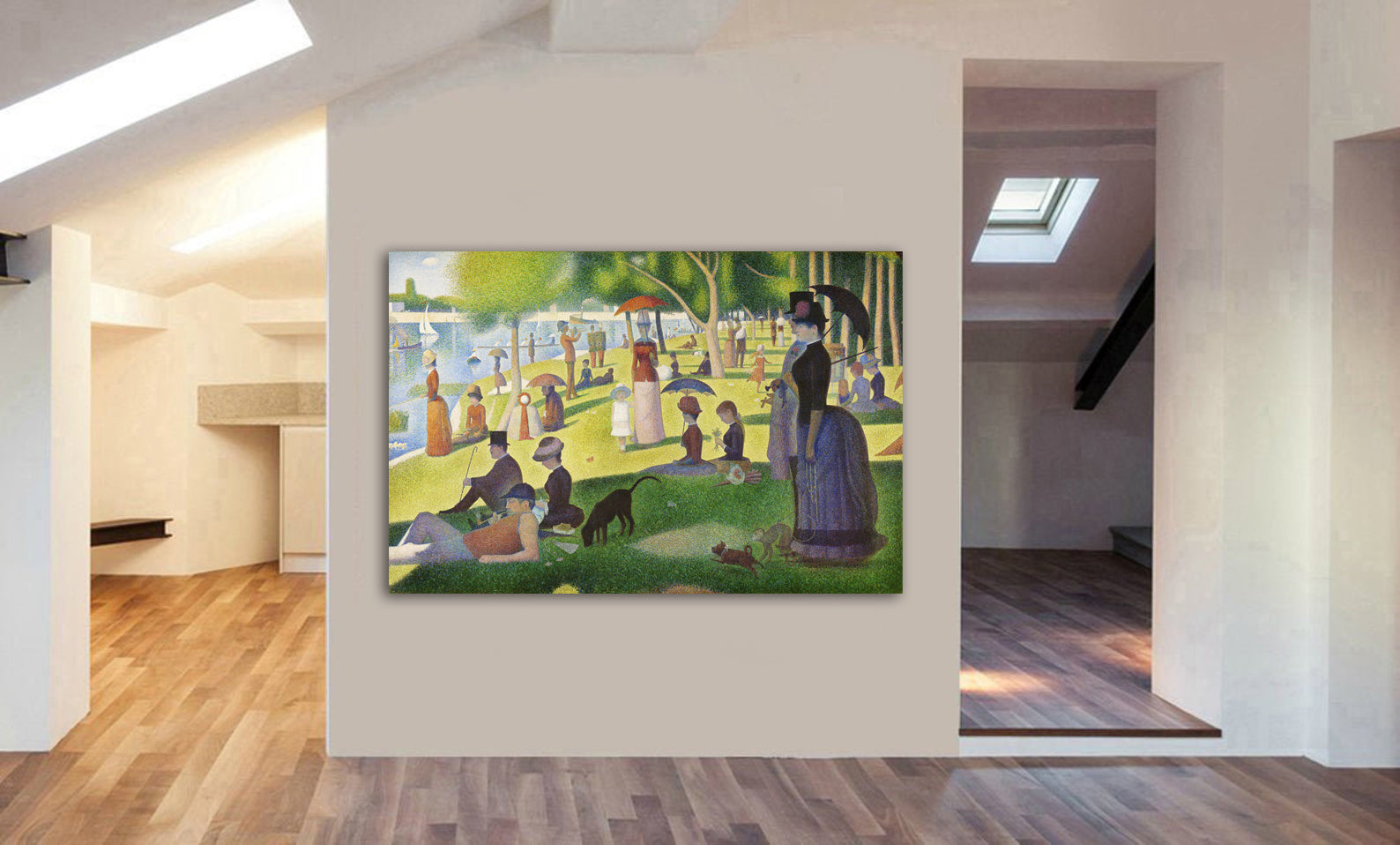 A Sunday on La Grande Jatt by Georges Seurat - Canvas Wall Art Framed  Print -Various Sizes