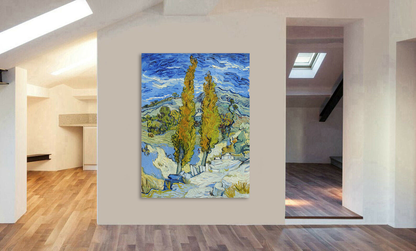 The Poplars at Saint-Rémy by Vincent Van Gogh - Canvas Wall Art Framed Print -Various Sizes