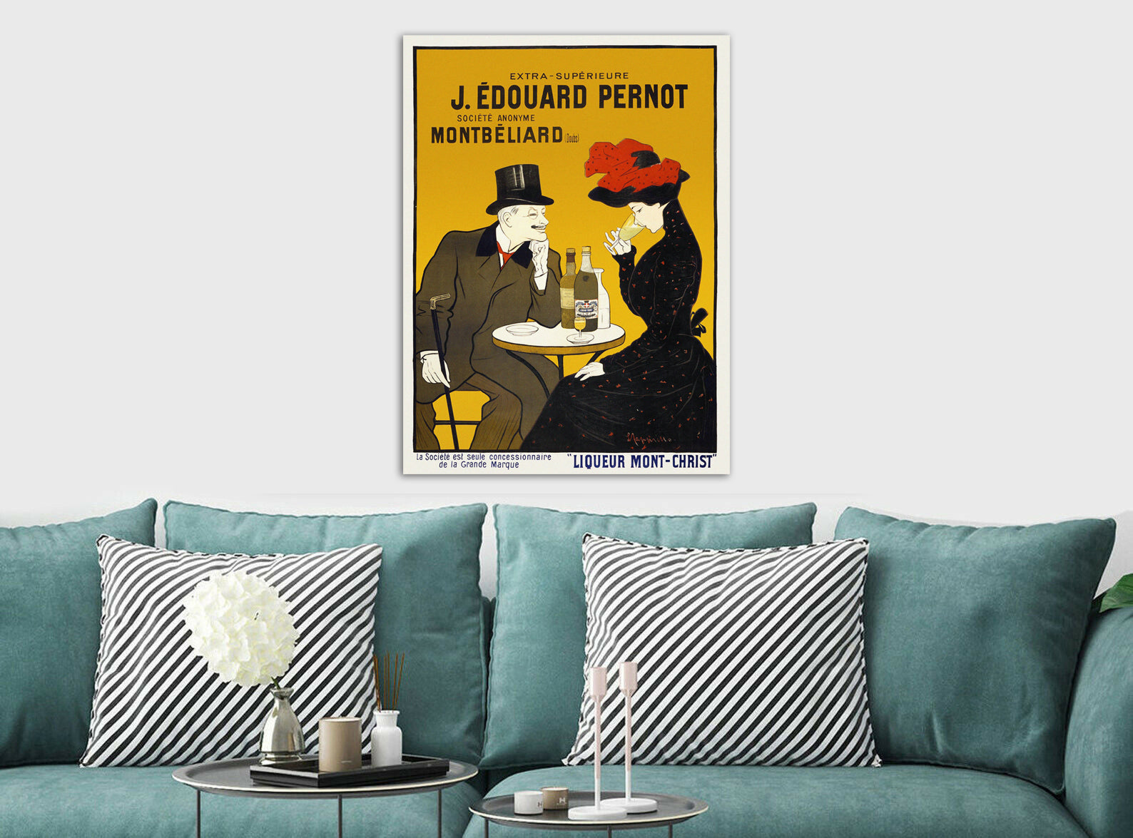 Vintage - Couple Drinking By Leonetto Cappiello - Canvas Wall Art Framed Print - Various Sizes