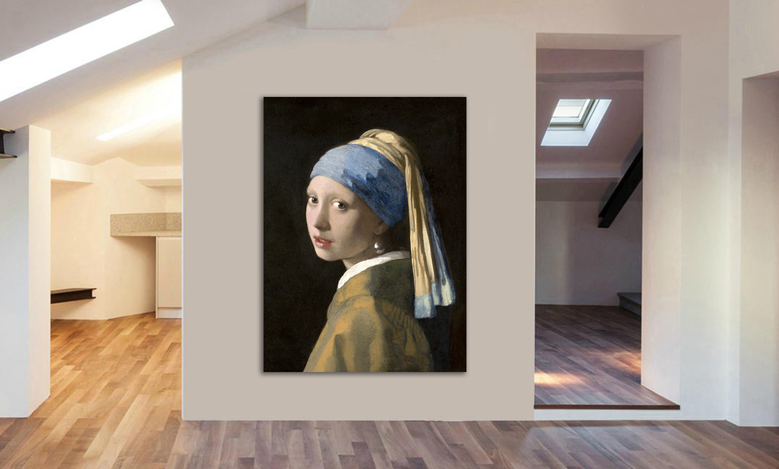 Girl with a Pearl Earring by Johannes Vermeer - Canvas Wall Art Framed Print