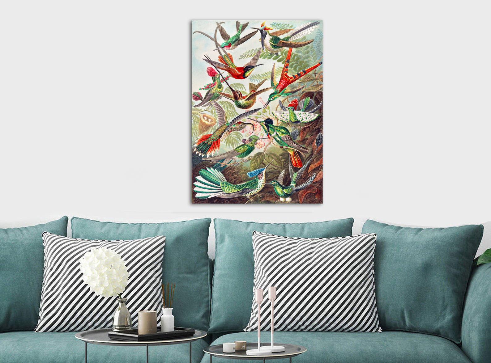 Hummingbirds Vintage - Canvas Wall Art Framed Print - Various Sizes