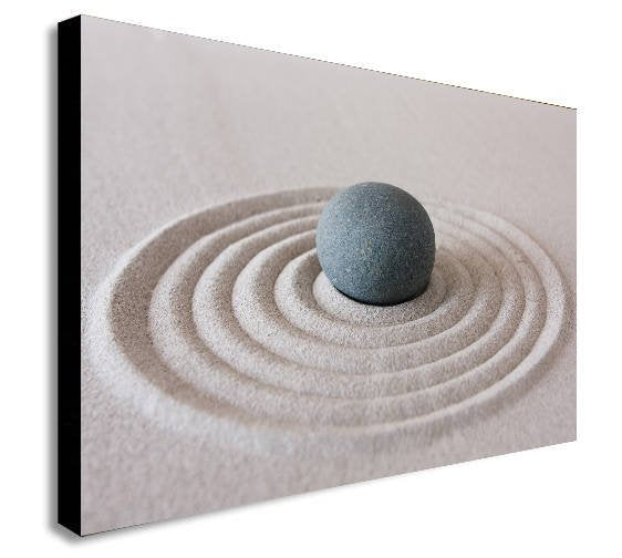 Zen Pebble Ripple Sand Canvas Wall Art - Various Sizes