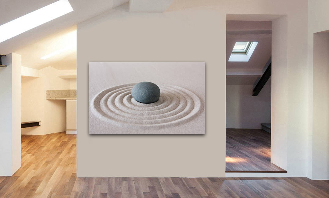 Zen Pebble Ripple Sand Canvas Wall Art - Various Sizes