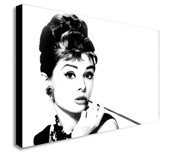 Audrey Hepburn Black And White Canvas Wall Art Print - Various Sizes