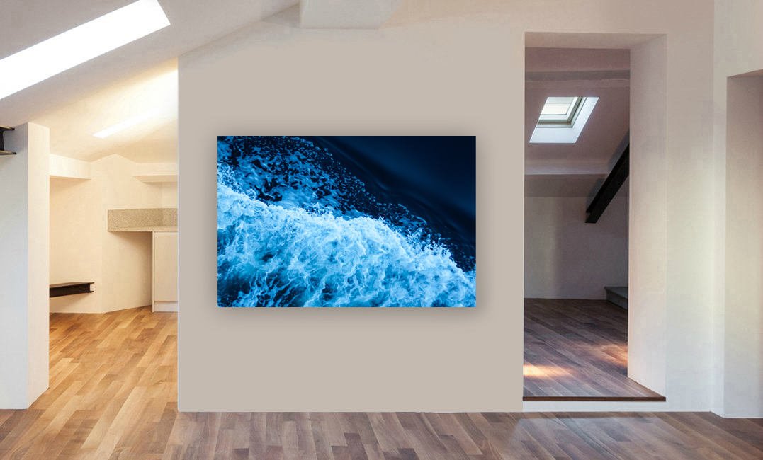 Splash - Wave - Water - Abstract Navy Blue Canvas Wall Art Print - Various Sizes