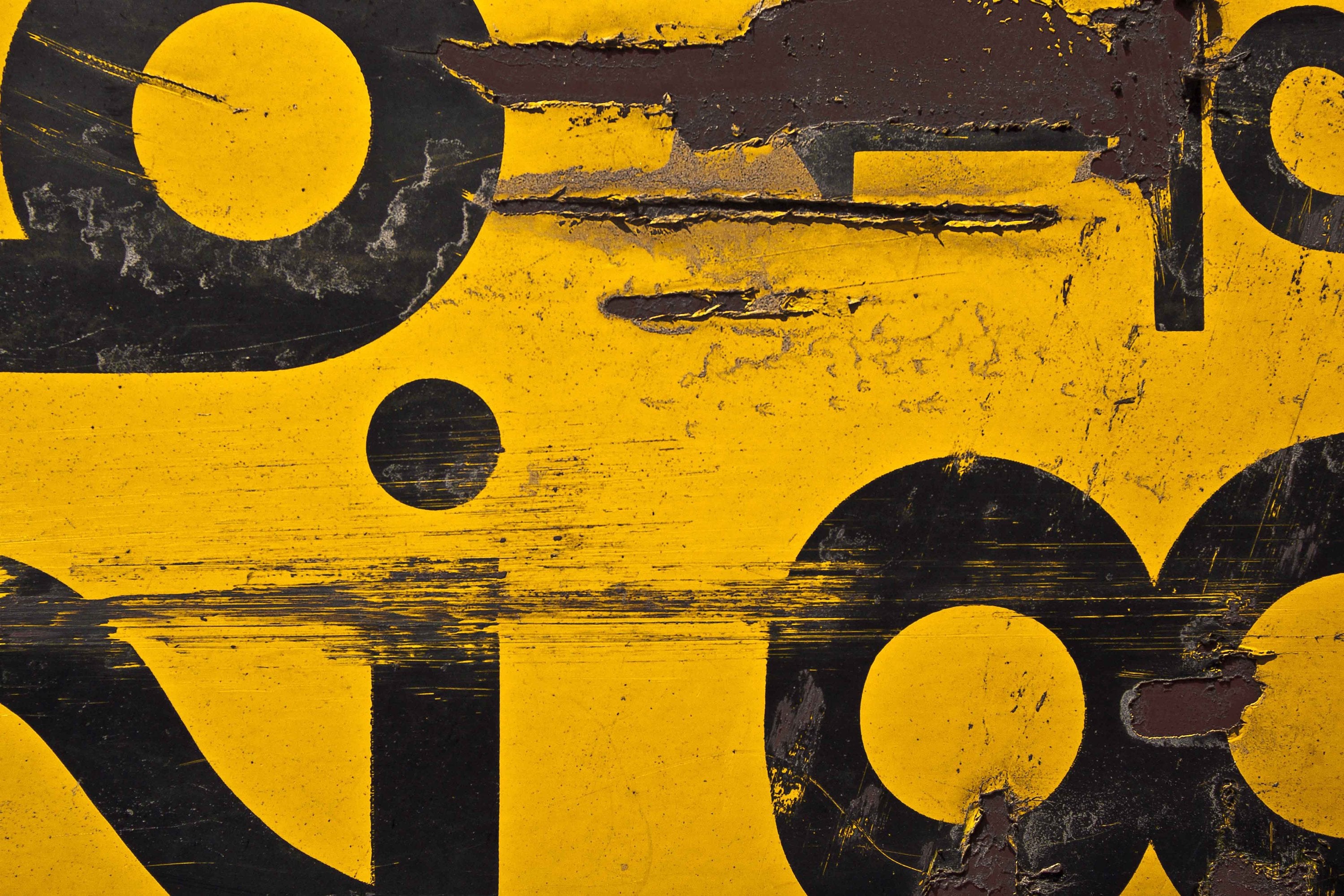 Yellow - Numbers - Abstract - Distressed - Canvas Wall Art Framed Print - Various Sizes
