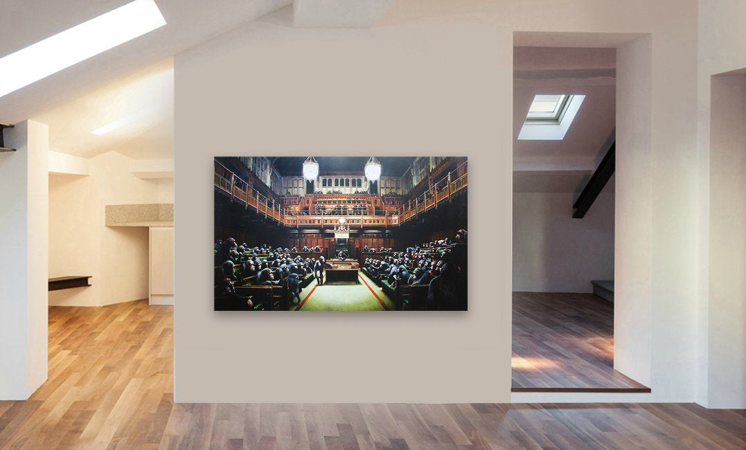 Banksy - Chimps Houses Of Parliament - Canvas Wall Art Print - Various Sizes