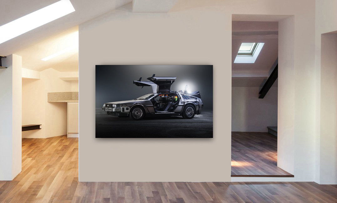 Back To The Future DeLorean - Canvas Wall Art Print. Various Sizes